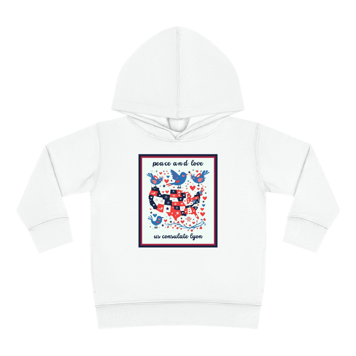 Toddler Peace and Love Fleece Hoodie: Lyon