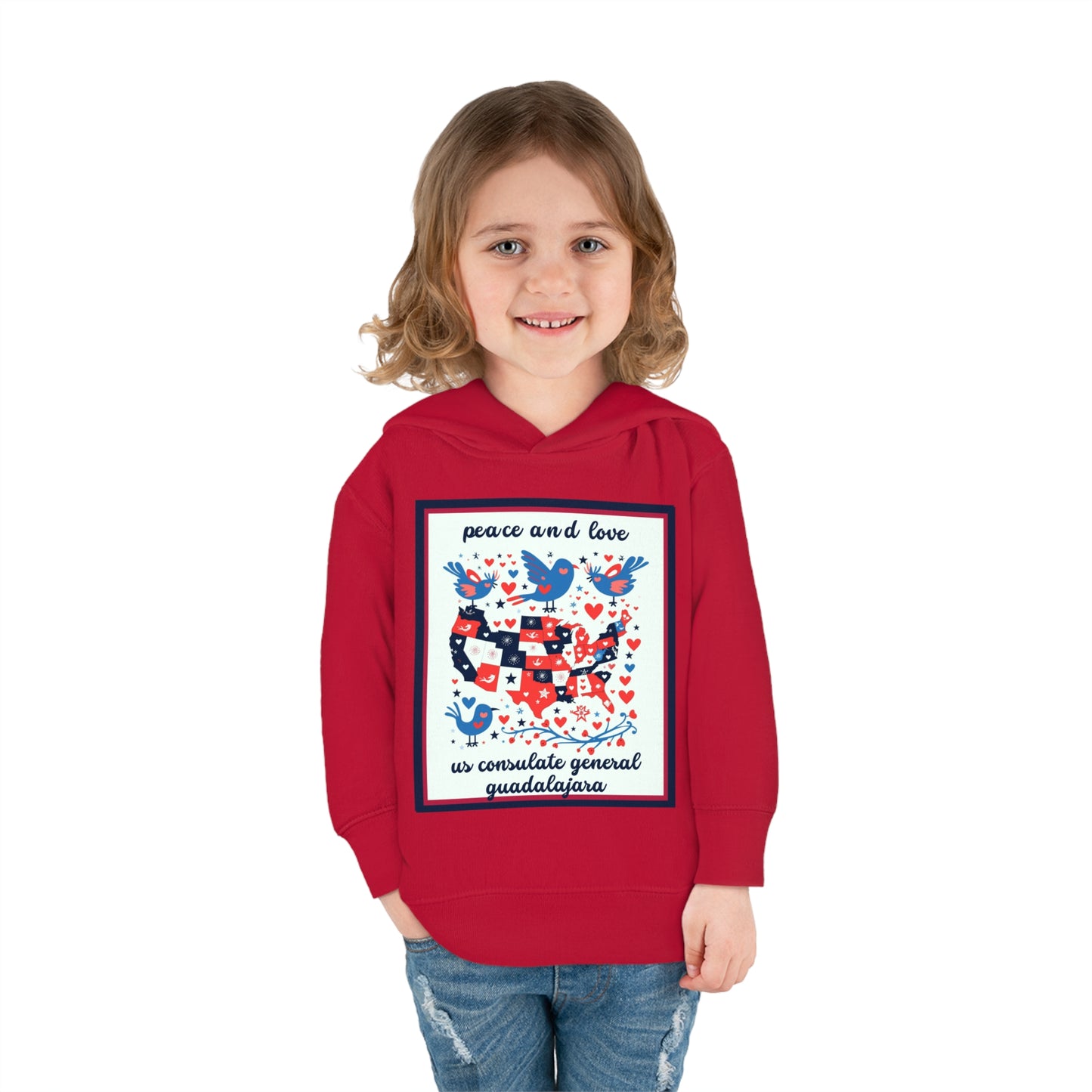 Toddler Peace and Love Fleece Hoodie: Guadalajara