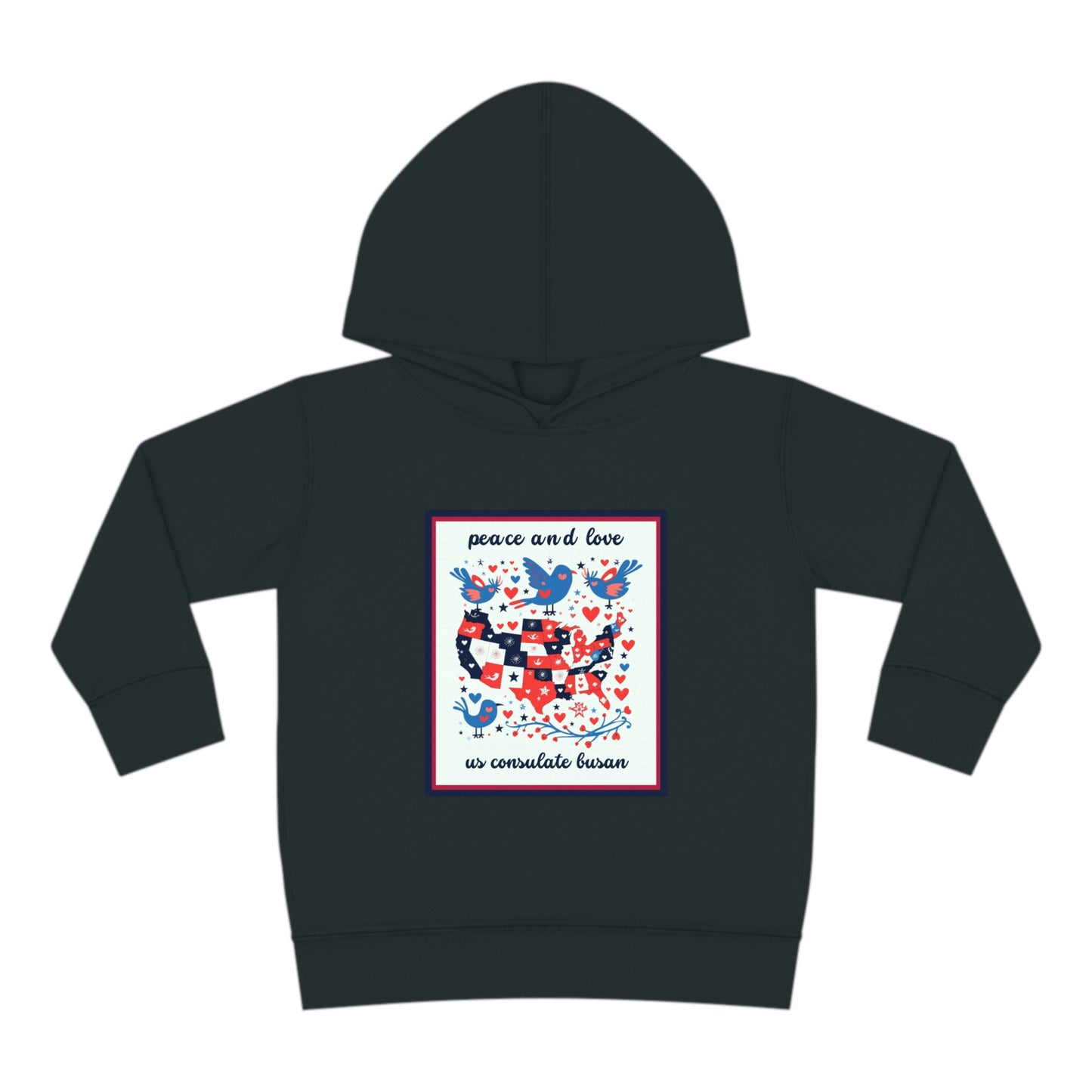 Toddler Peace and Love Fleece Hoodie: Busan