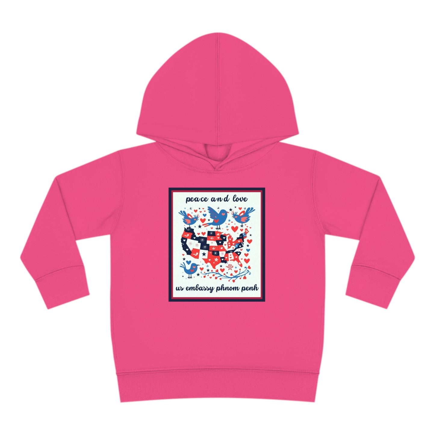 Toddler Peace and Love Fleece Hoodie: Phnom Penh