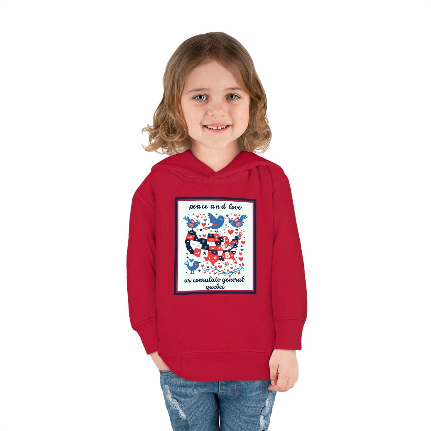 Toddler Peace and Love Fleece Hoodie: Quebec