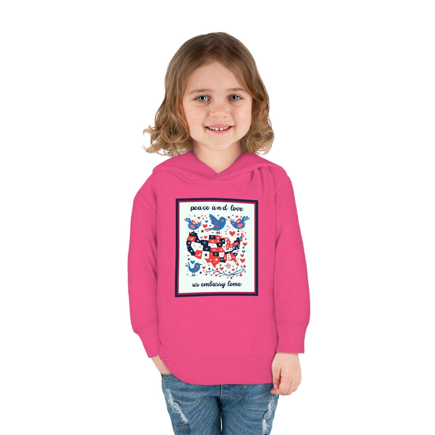 Toddler Peace and Love Fleece Hoodie: Lome