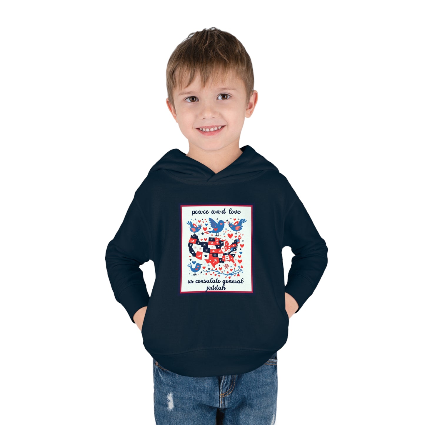 Toddler Peace and Love Fleece Hoodie: Jeddah
