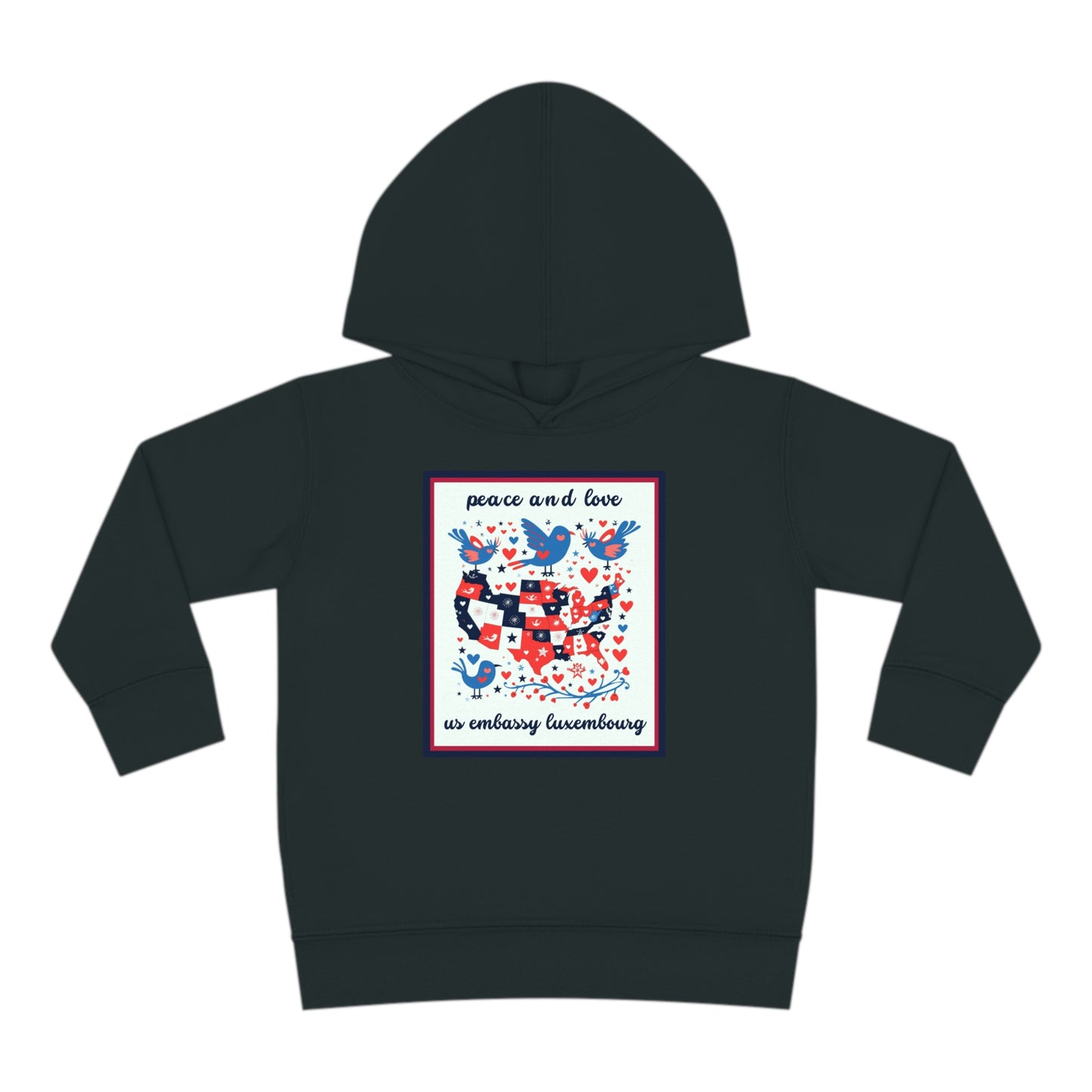 Toddler Peace and Love Fleece Hoodie: Luxembourg