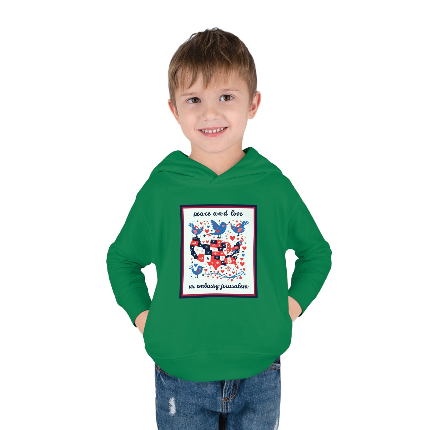 Toddler Peace and Love Fleece Hoodie: Jerusalem