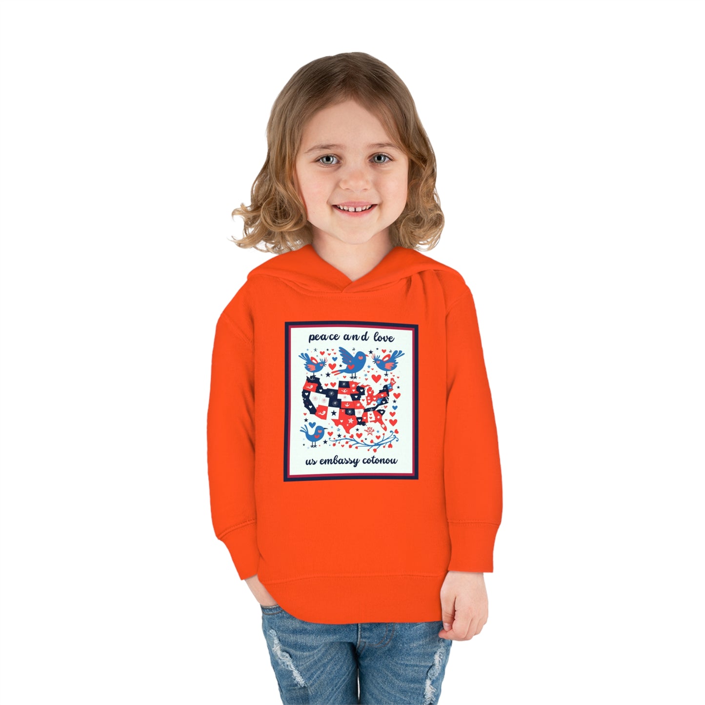 Toddler Peace and Love Fleece Hoodie: Cotonou