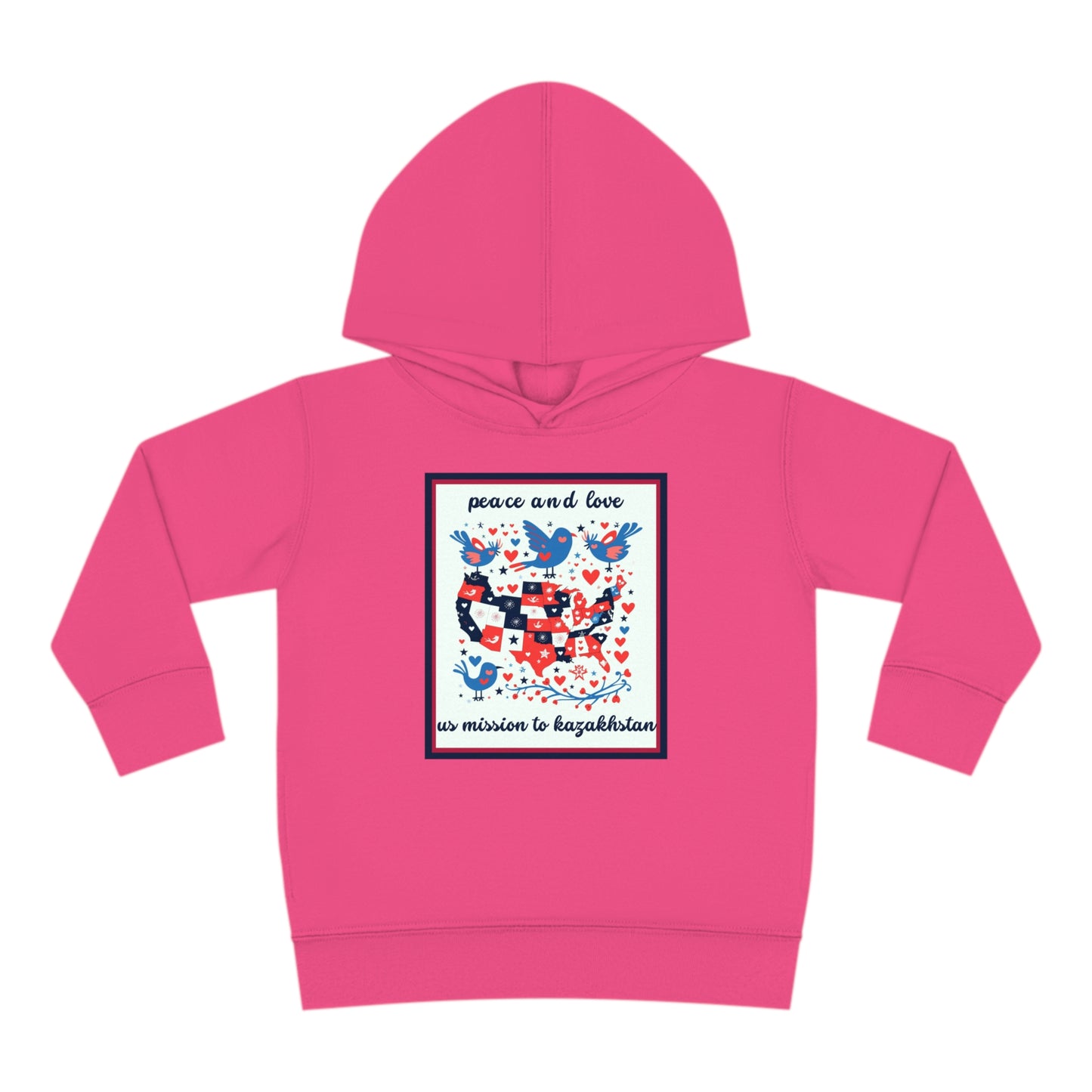 Toddler Peace and Love Fleece Hoodie: Kazakhstan