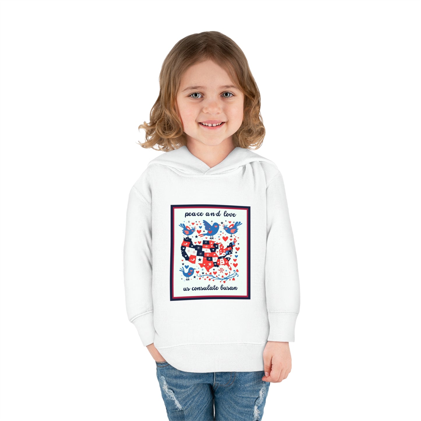 Toddler Peace and Love Fleece Hoodie: Busan