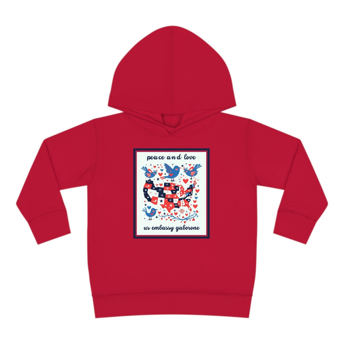 Toddler Peace and Love Fleece Hoodie: Gaborone