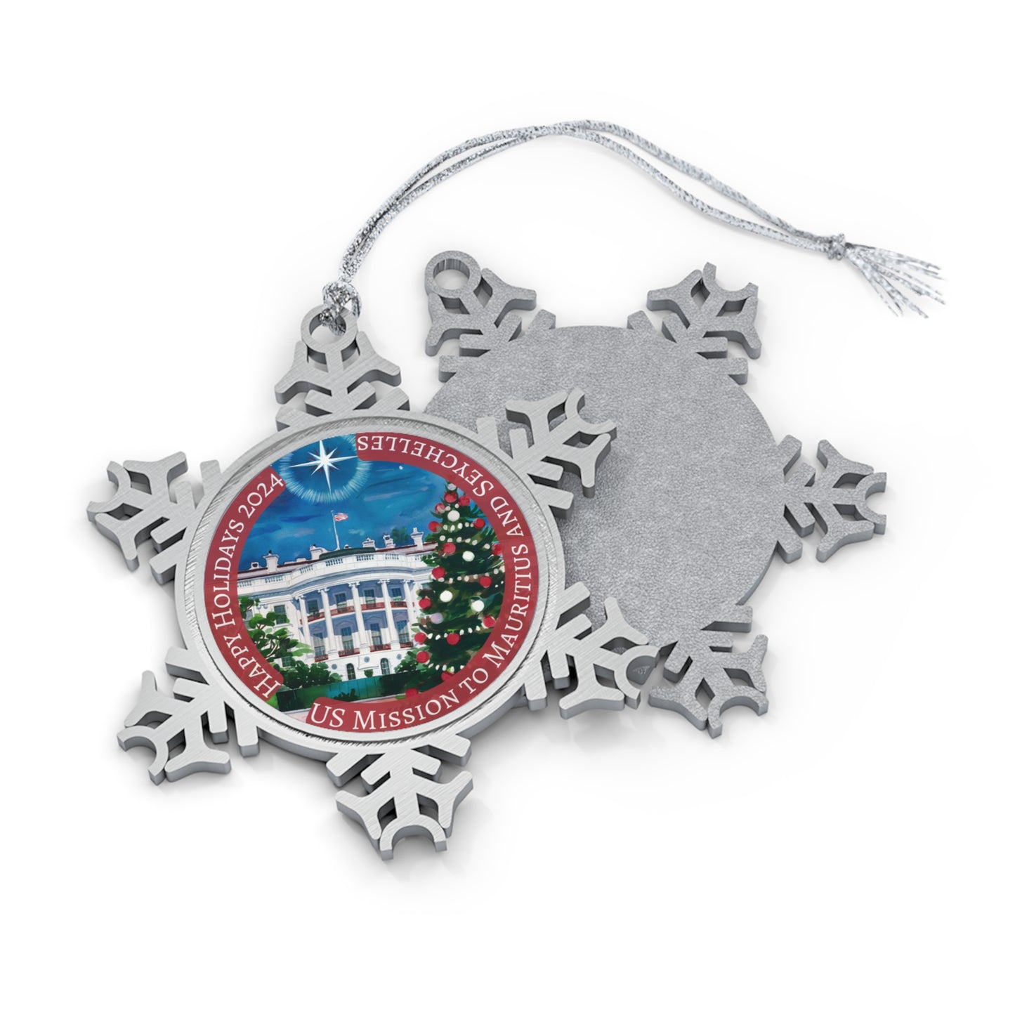 Pewter Snowflake Holiday Ornament, 2024: Mauritius and Seychelles