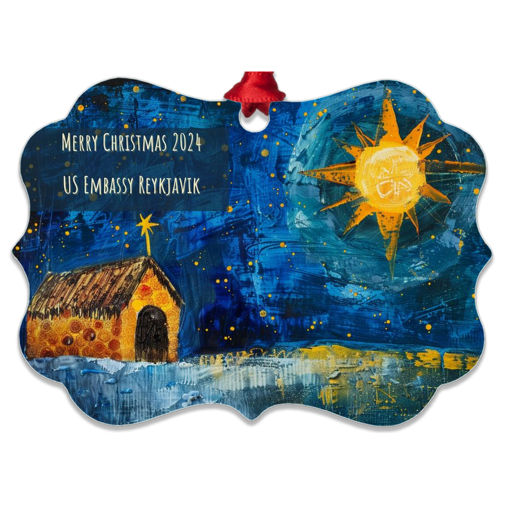 Metal Christmas Ornament, 2024: Reykjavic