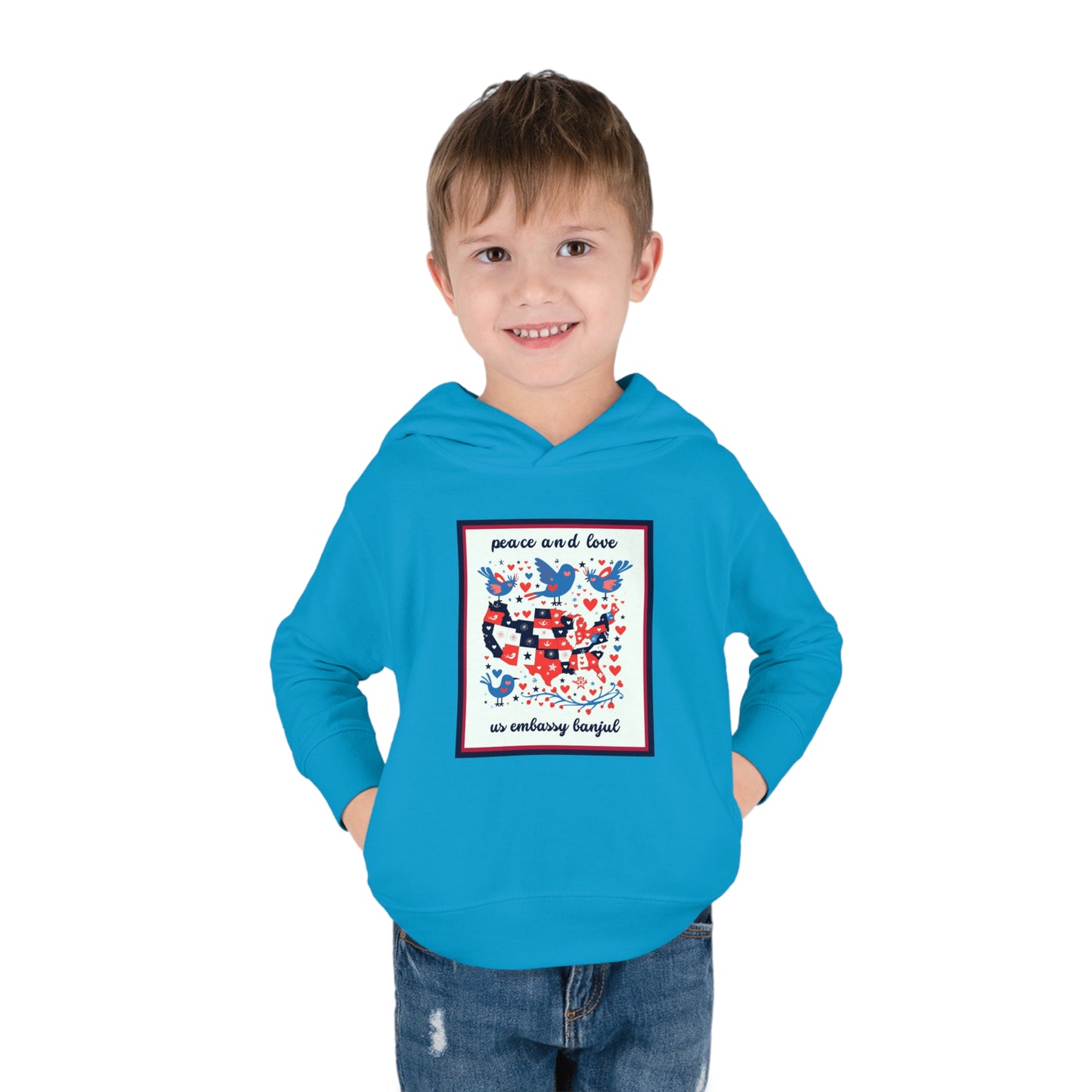 Toddler Peace and Love Fleece Hoodie: Banjul