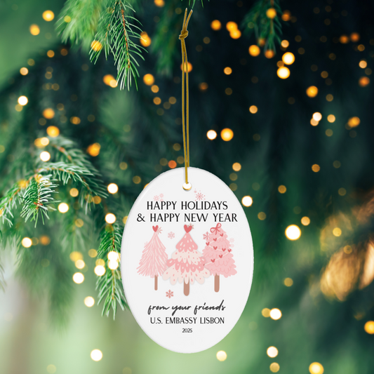 Oval, Modern Christmas Ornament: Global