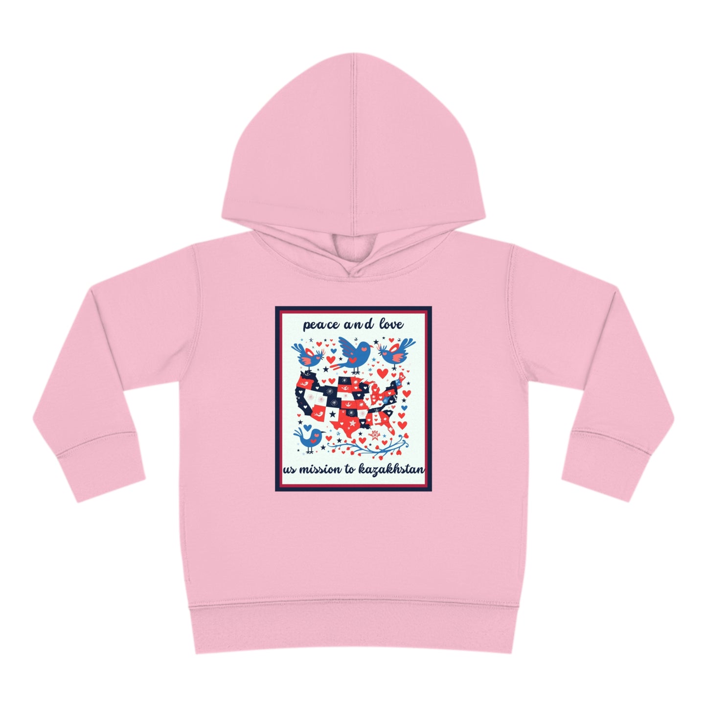 Toddler Peace and Love Fleece Hoodie: Kazakhstan