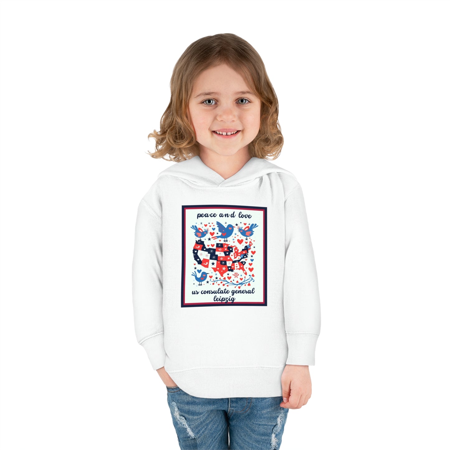 Toddler Peace and Love Fleece Hoodie: Leipzig
