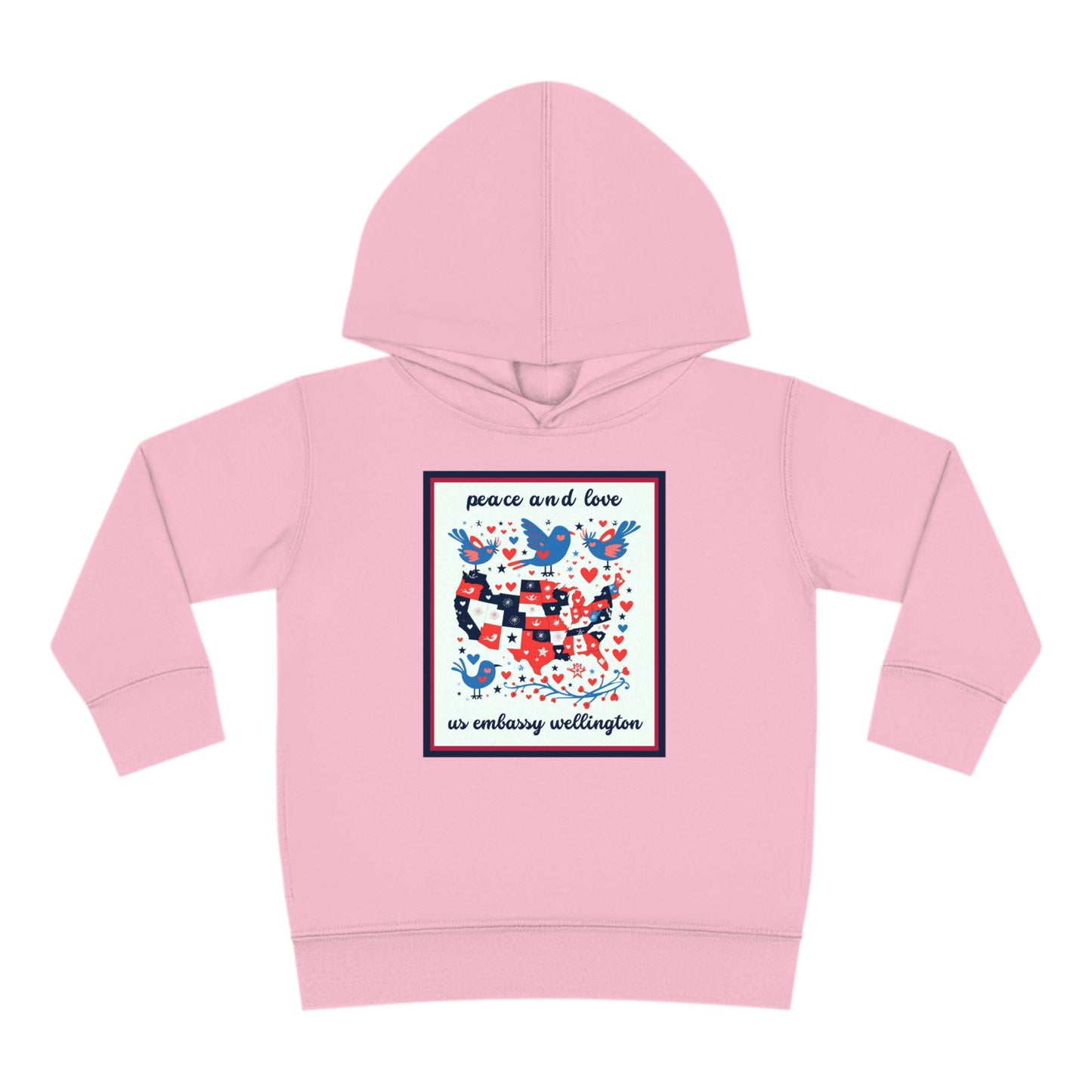 Toddler Peace and Love Fleece Hoodie: Wellington