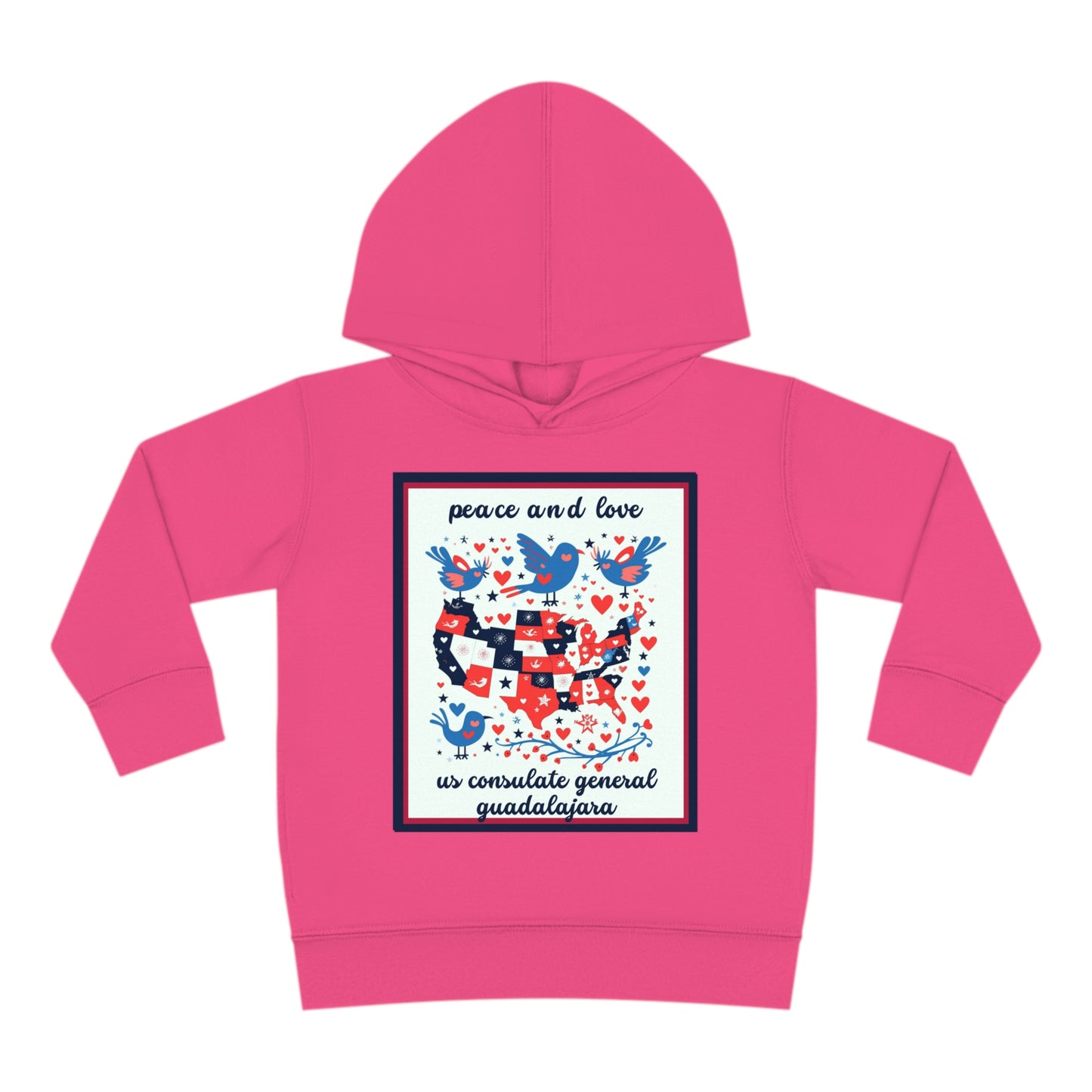 Toddler Peace and Love Fleece Hoodie: Guadalajara