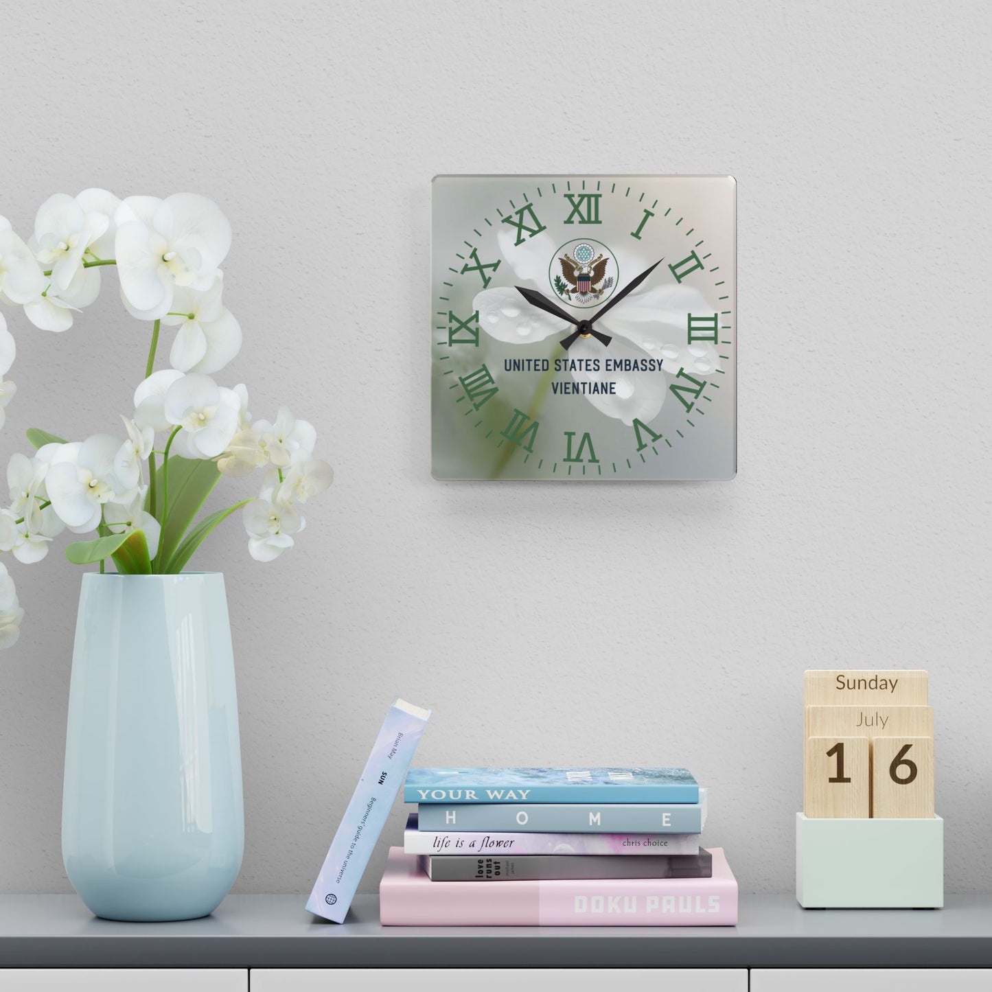 Modern, Personalized Acrylic Clock: Global