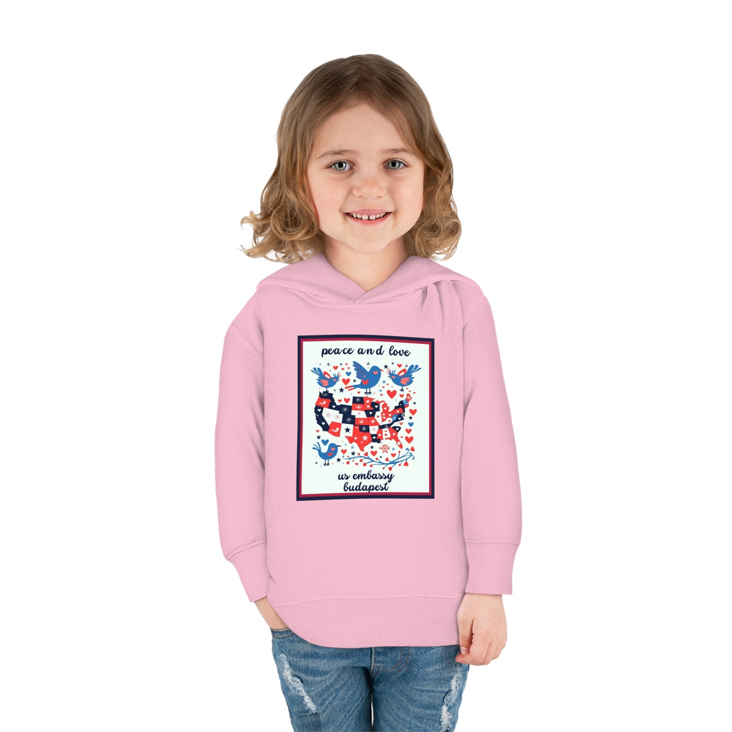 Toddler Peace and Love Fleece Hoodie: Hungary