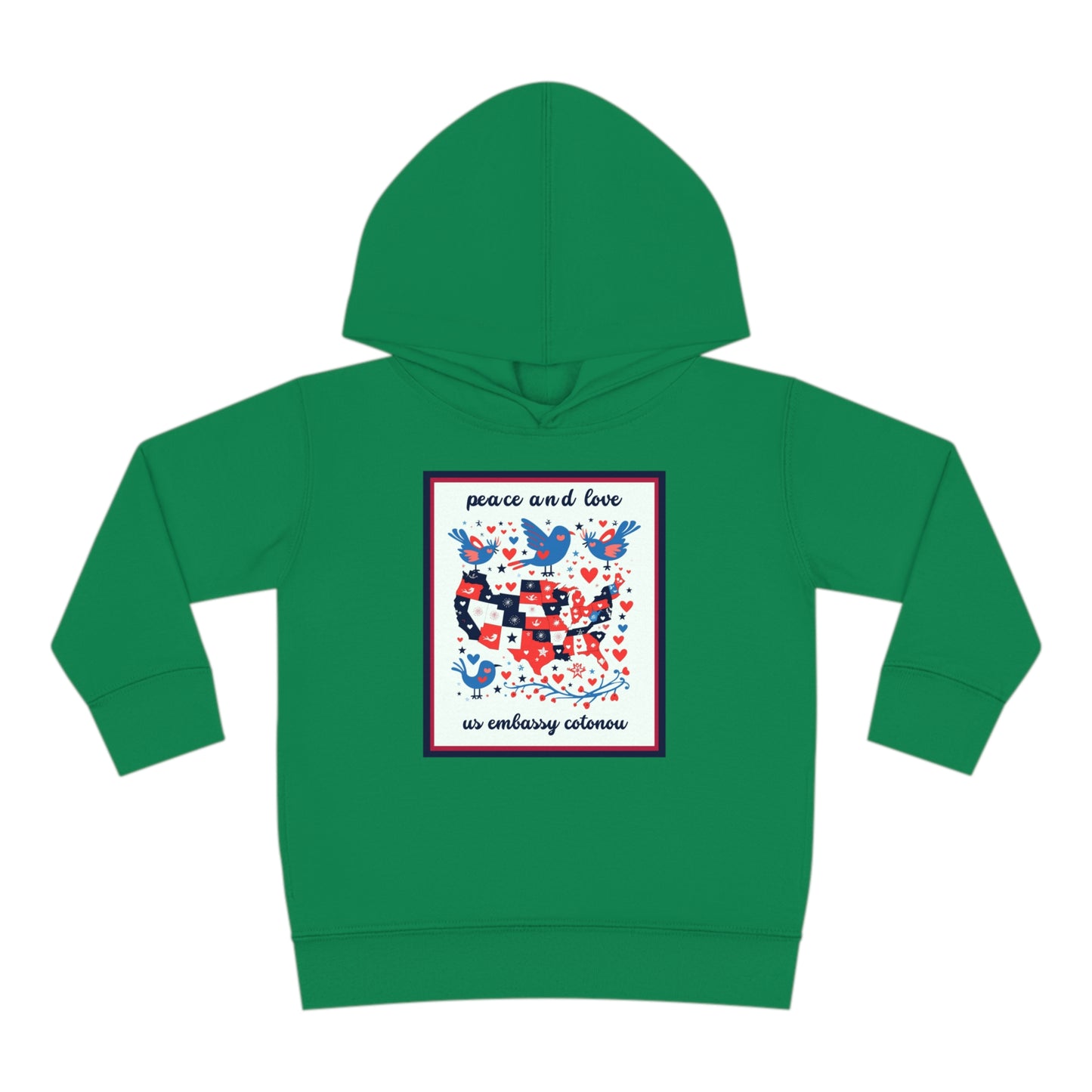 Toddler Peace and Love Fleece Hoodie: Cotonou