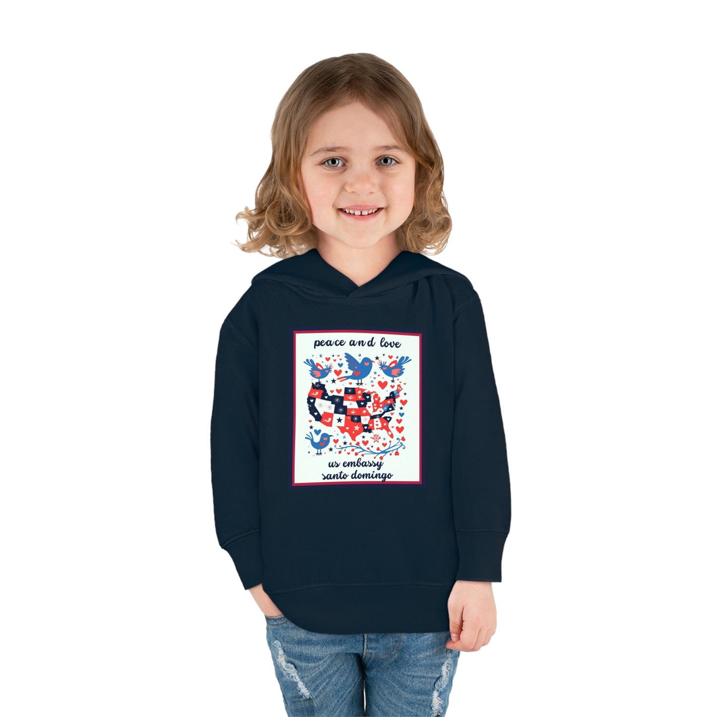 Toddler Peace and Love Fleece Hoodie: Santo Domingo