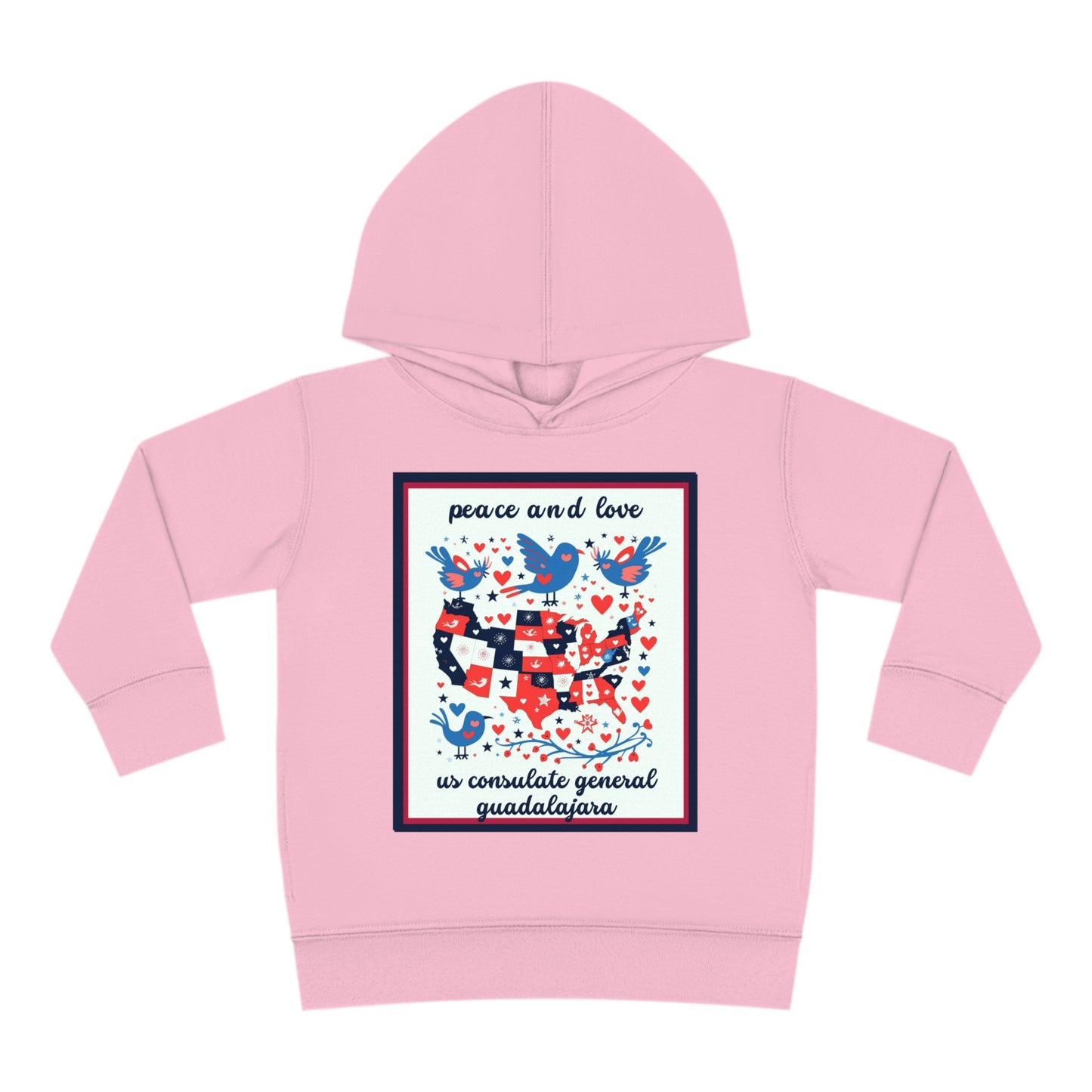 Toddler Peace and Love Fleece Hoodie: Guadalajara