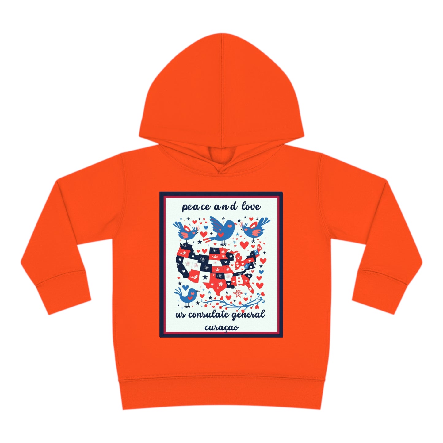 Toddler Peace and Love Fleece Hoodie: Curaçao