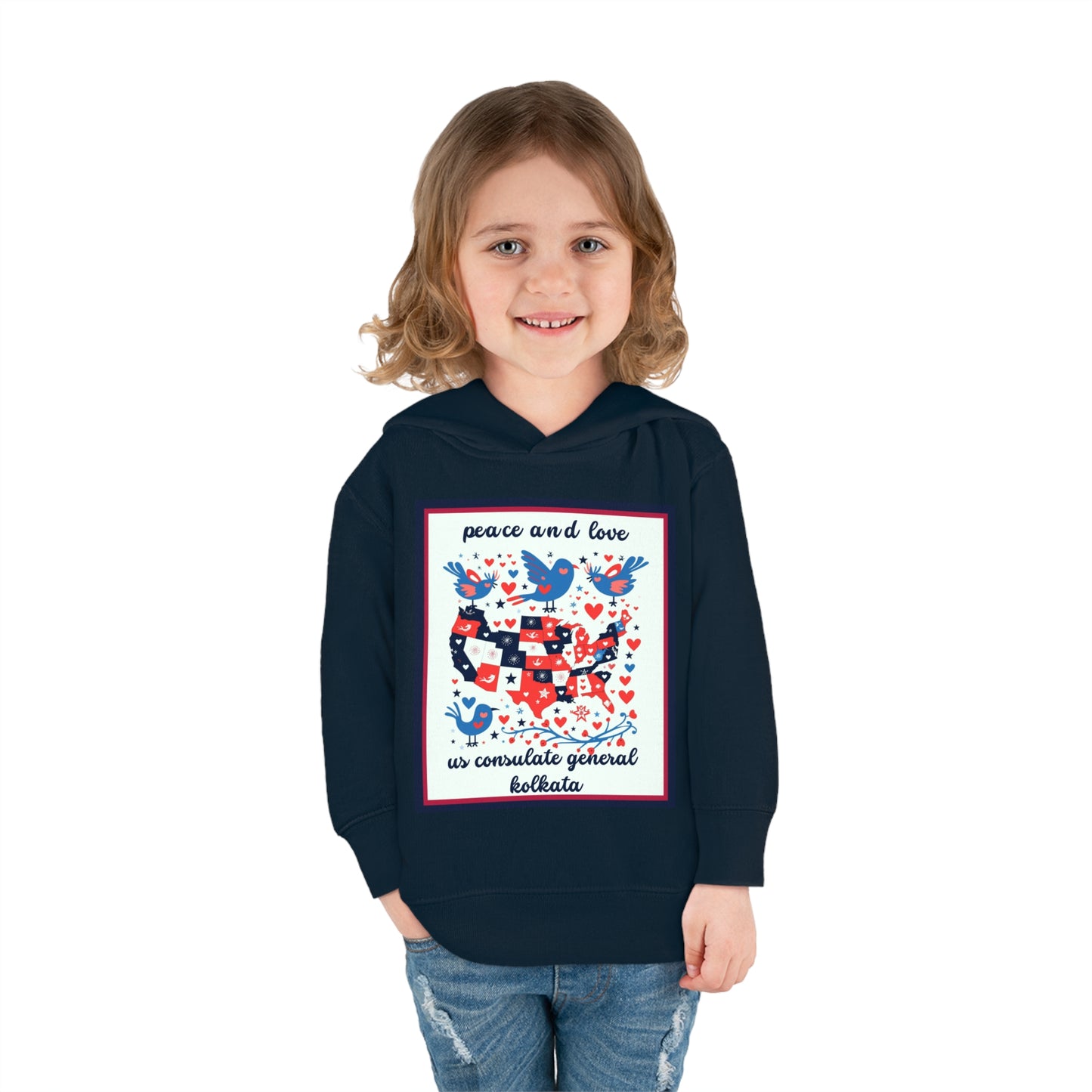 Toddler Peace and Love Fleece Hoodie: Kolkata