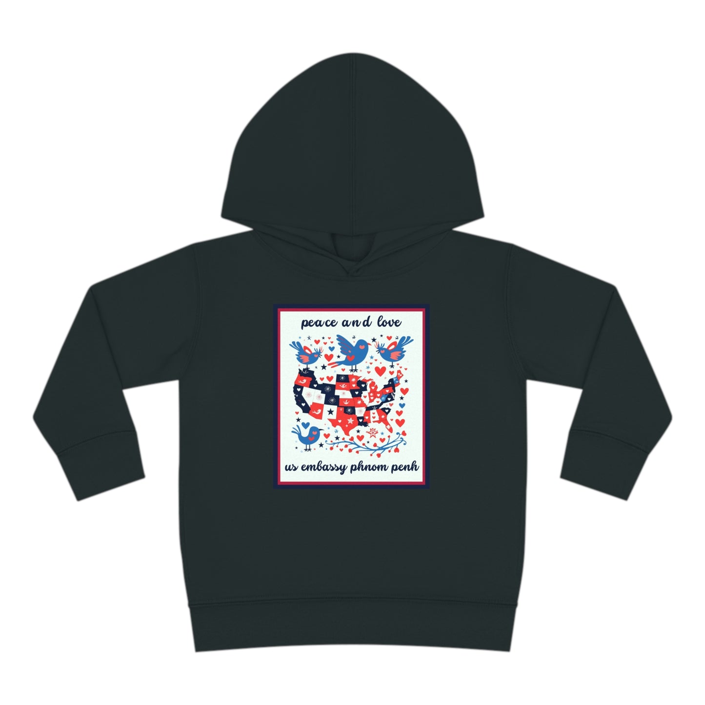 Toddler Peace and Love Fleece Hoodie: Phnom Penh