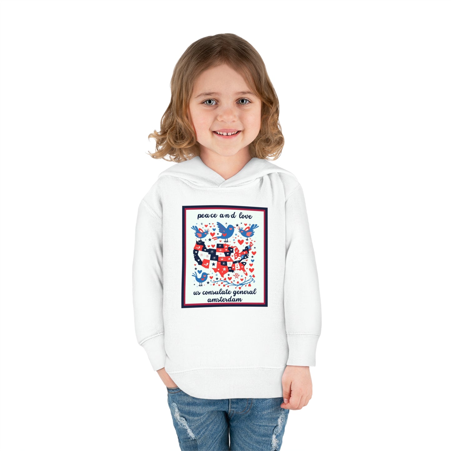 Toddler Peace and Love Fleece Hoodie: Amsterdam