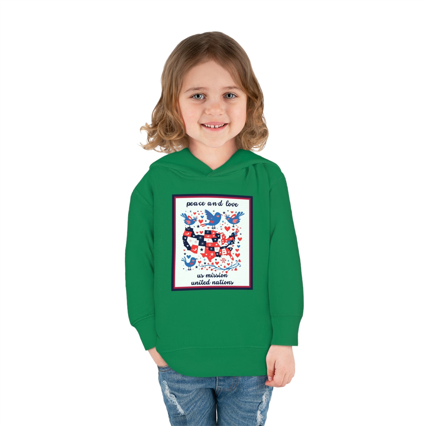 Toddler Peace and Love Fleece Hoodie: United Nations