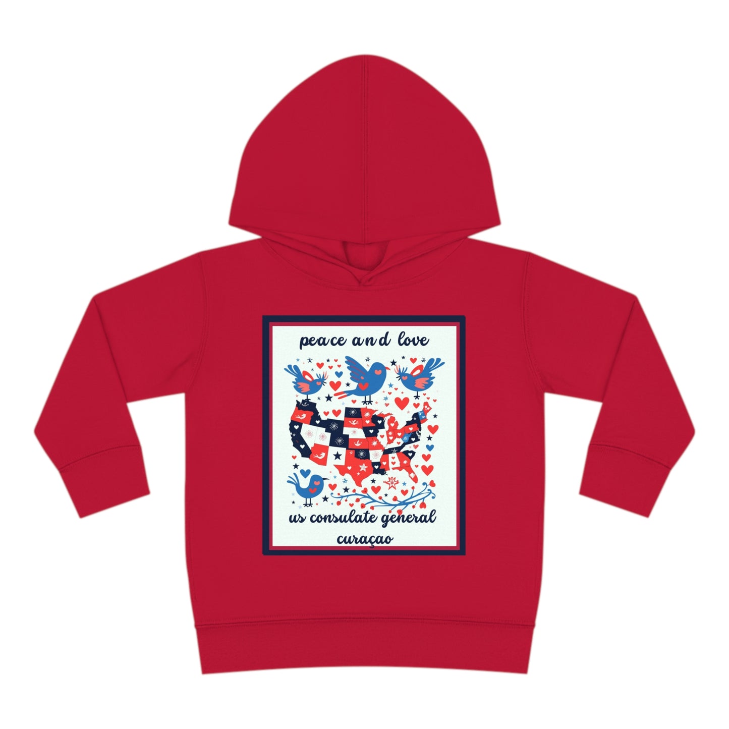 Toddler Peace and Love Fleece Hoodie: Curaçao