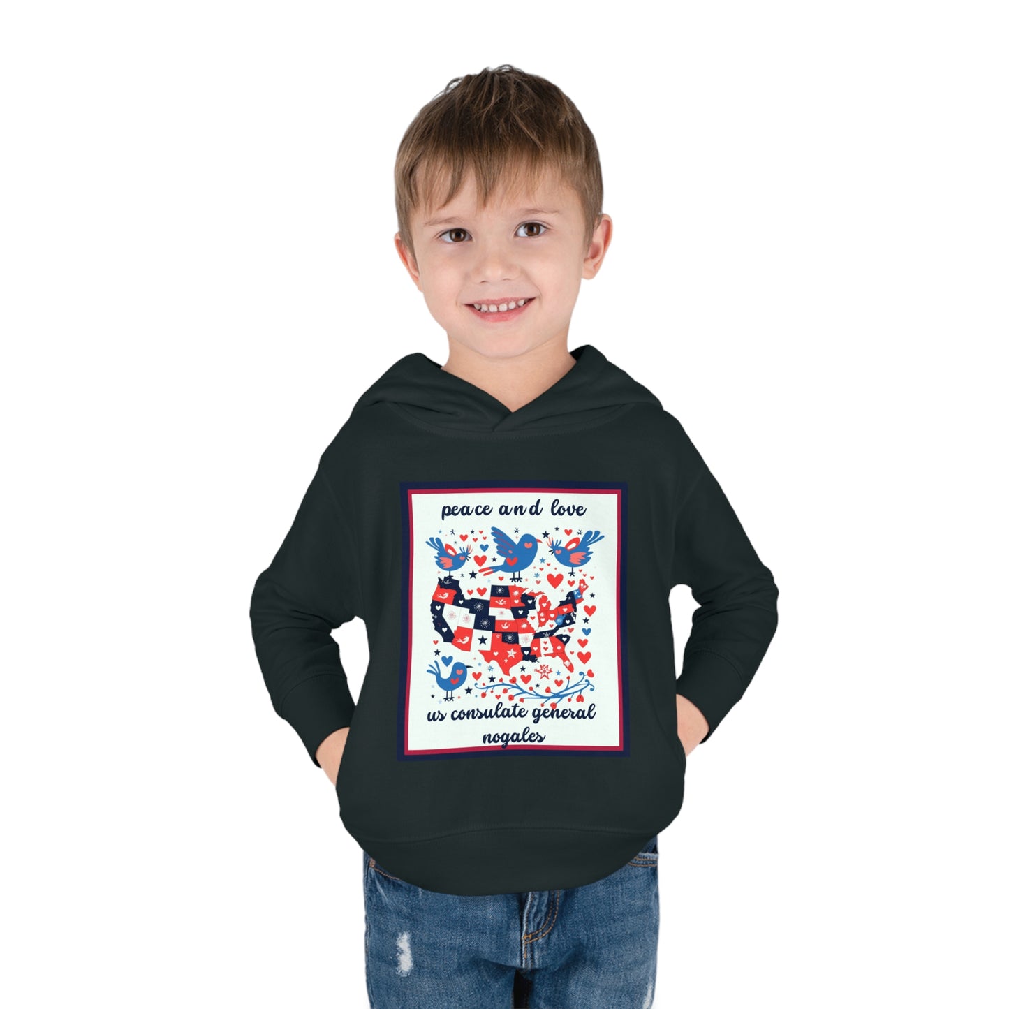 Toddler Peace and Love Fleece Hoodie: Nogales
