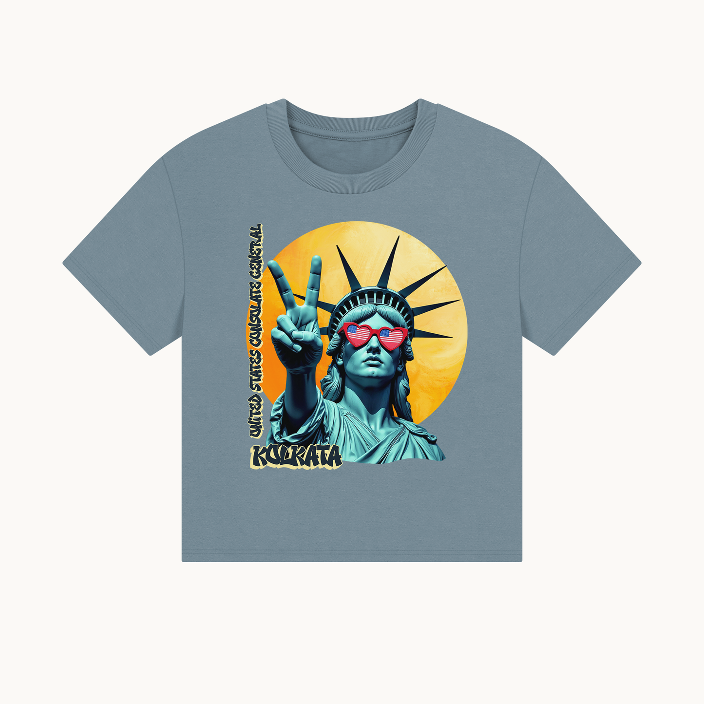 Vintage Boxy T-shirt | Women's Organic Tee, Liberty Loves Peace: Kolkota