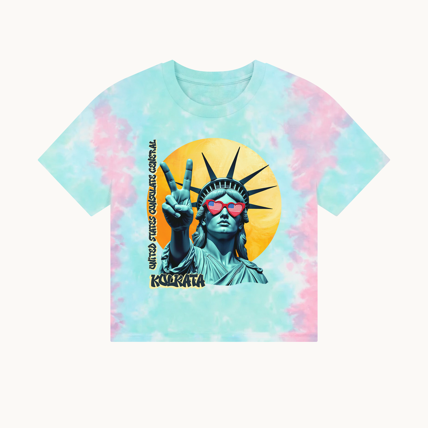 Vintage Boxy T-shirt | Women's Organic Tee, Liberty Loves Peace: Kolkota