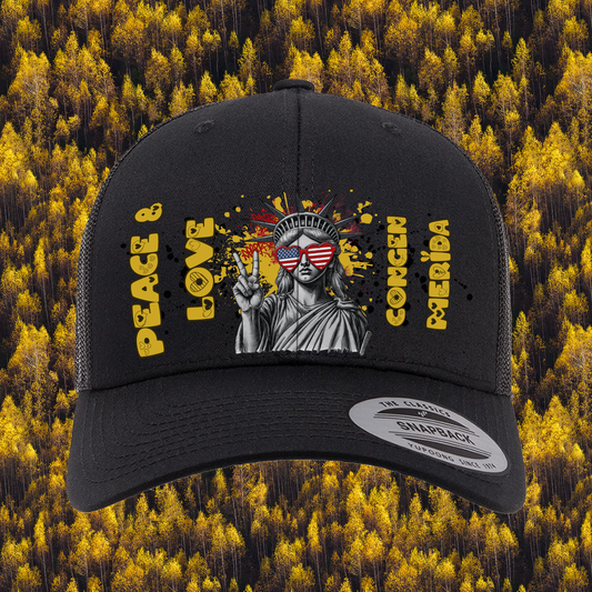 Liberty Retro Trucker Hat | Peace & Love: Merida