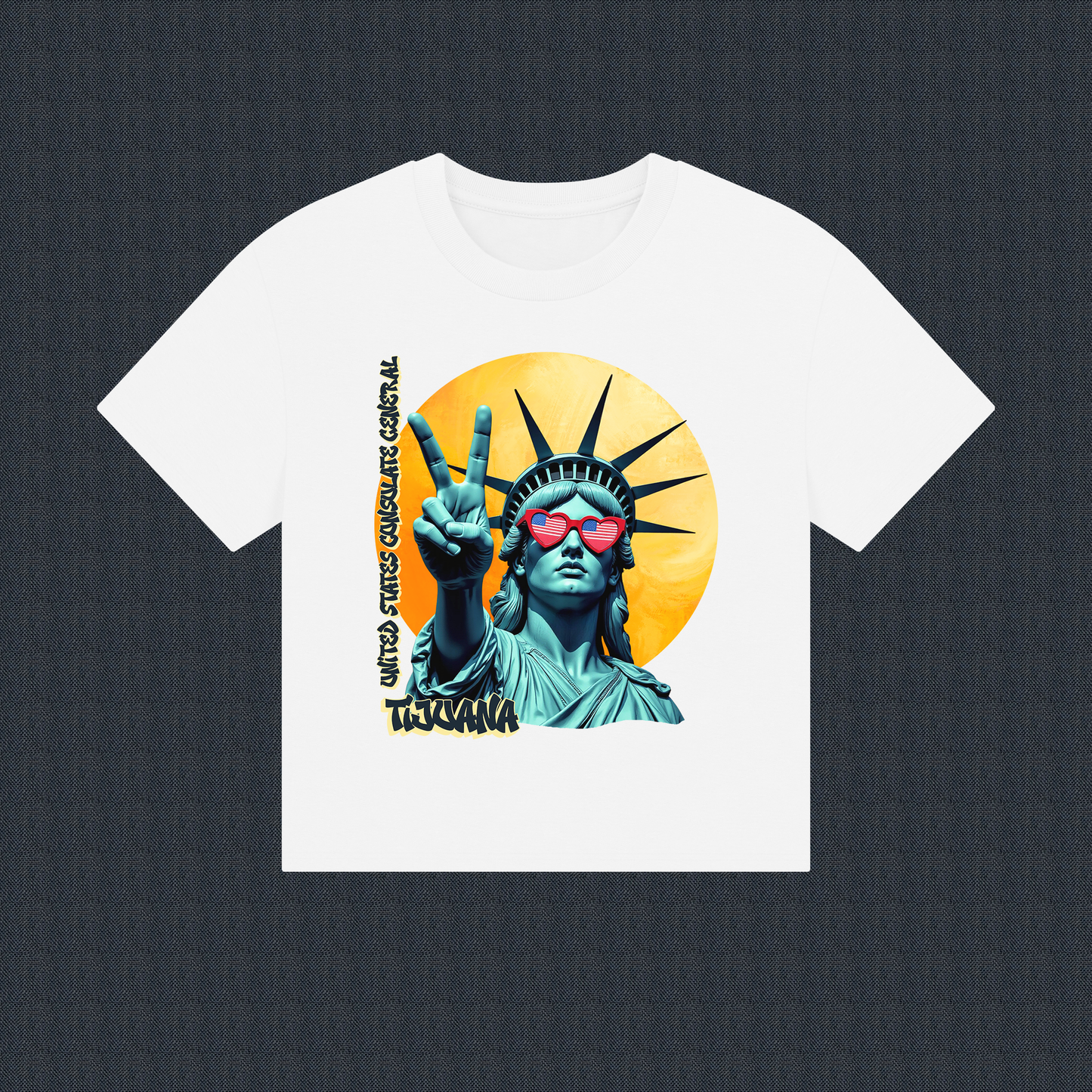 Vintage Boxy T-shirt | Women's Organic Tee, Liberty Loves Peace: Tijuana