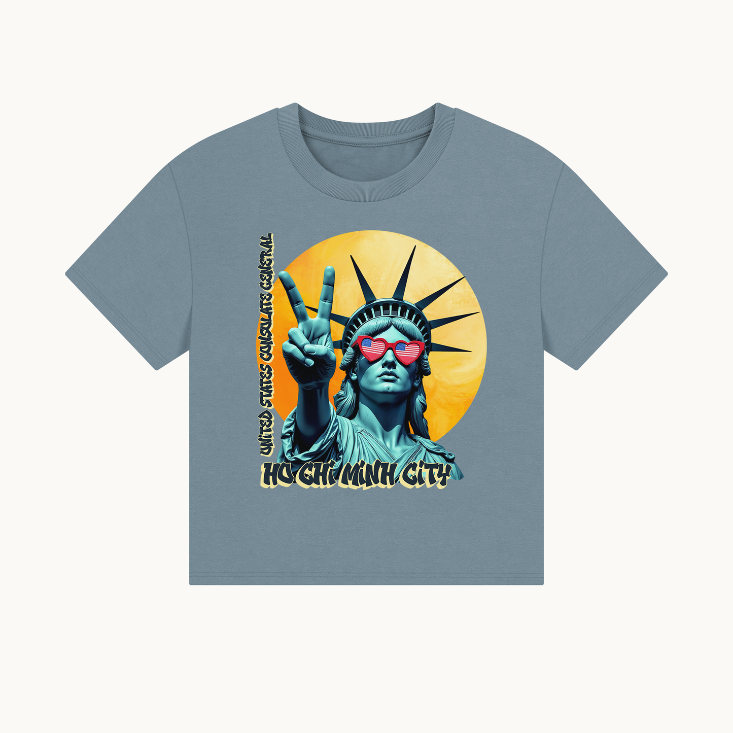 Vintage Boxy T-shirt | Women's Organic Tee, Liberty Loves Peace: Ho Chi Minh City