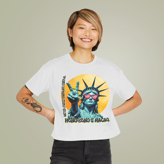 Vintage Boxy T-shirt | Women's Organic Tee, Liberty Loves Peace: Hong Kong & Macau