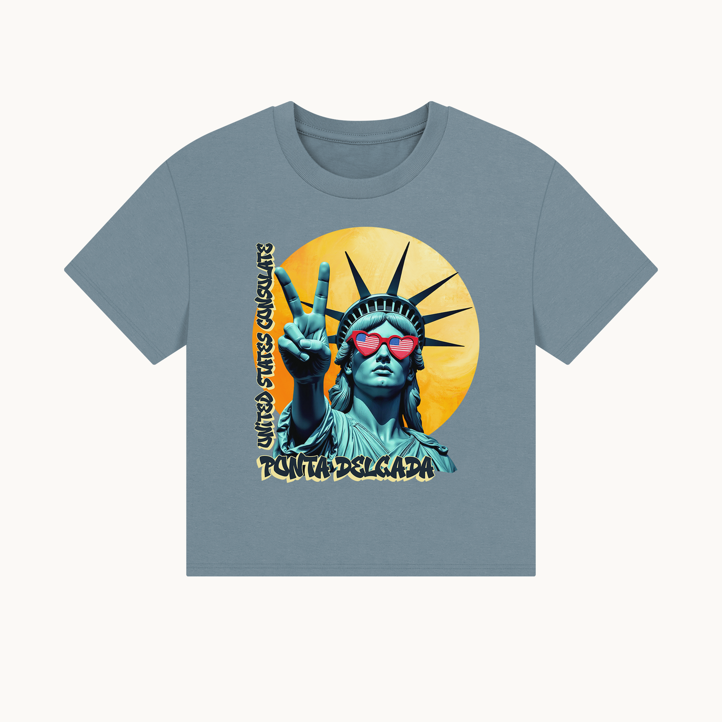 Vintage Boxy T-shirt | Women's Organic Tee, Liberty Loves Peace: Ponta Delgada