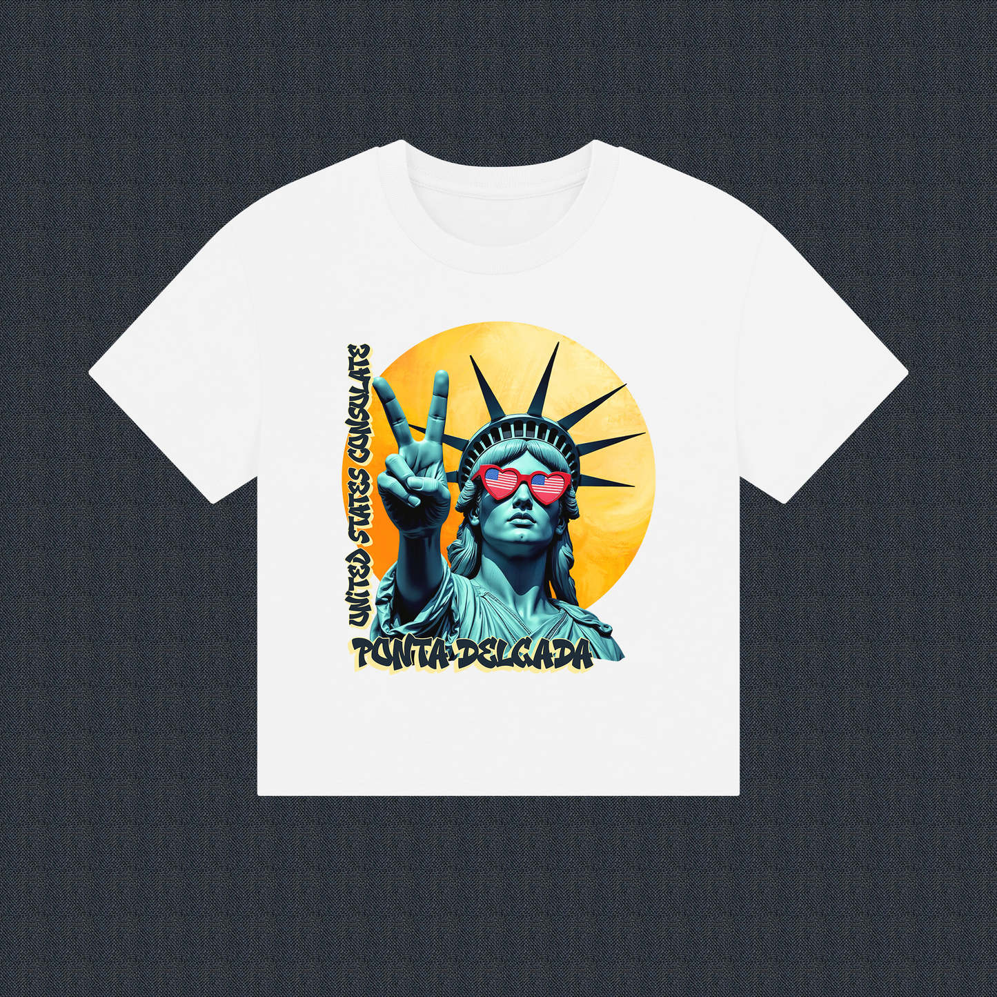 Vintage Boxy T-shirt | Women's Organic Tee, Liberty Loves Peace: Ponta Delgada