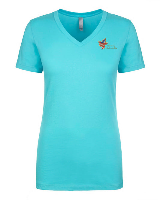 Women's Embroidered V-Neck Shirt: Guatemala City