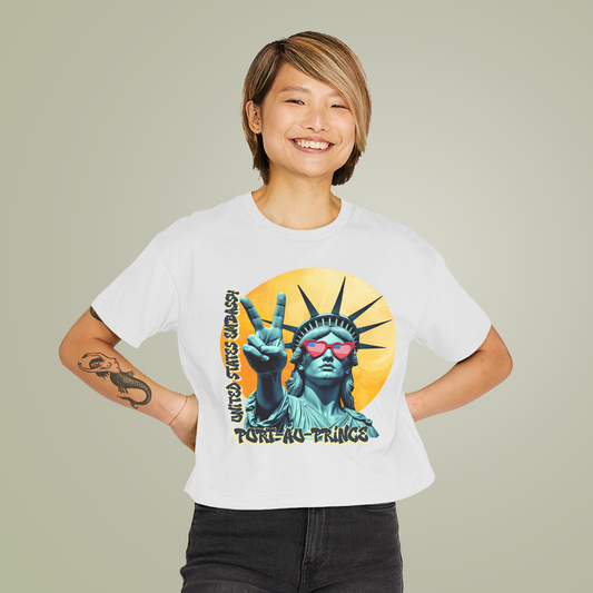 Vintage Boxy T-shirt | Women's Organic Tee, Liberty Loves Peace: Port-au-Prince