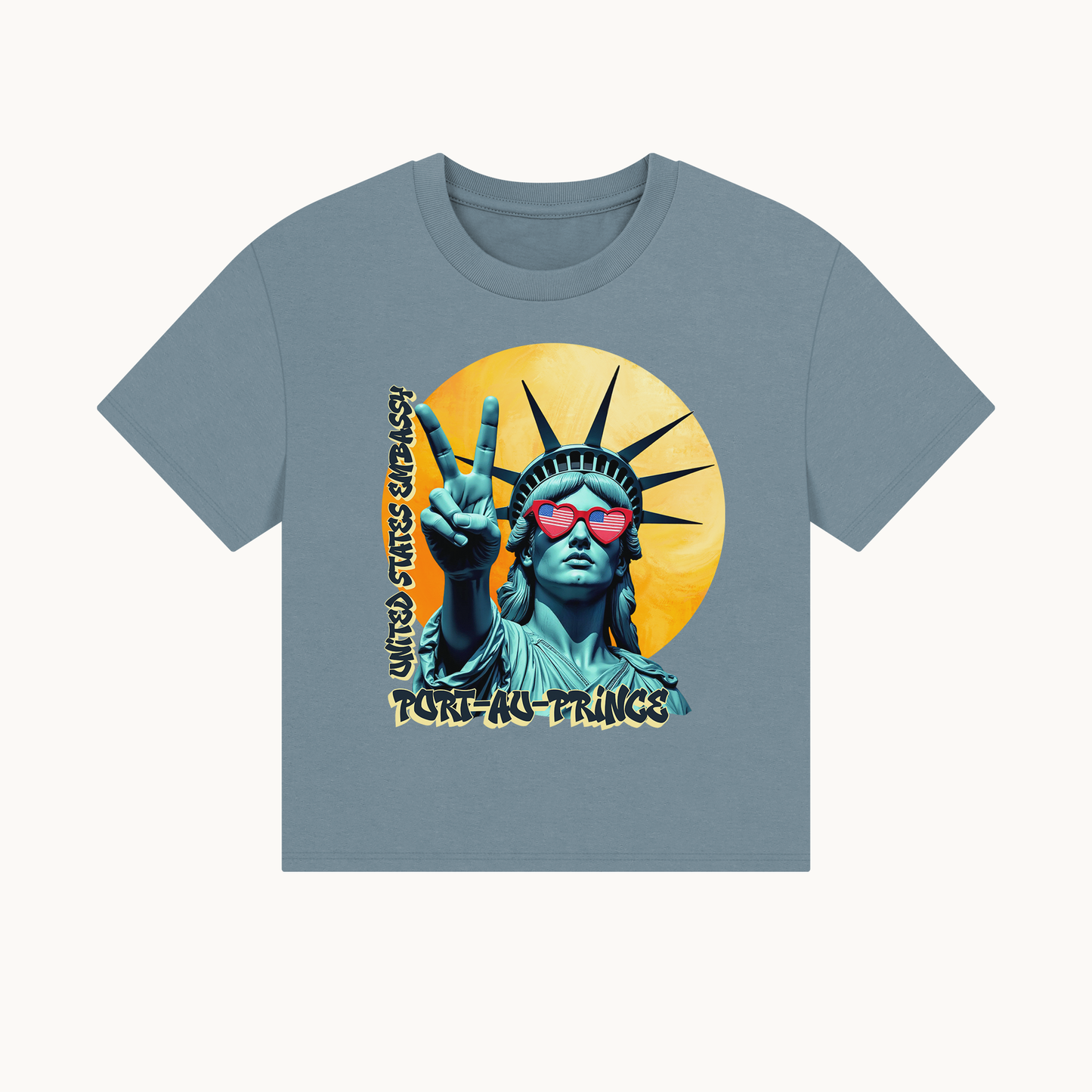 Vintage Boxy T-shirt | Women's Organic Tee, Liberty Loves Peace: Port-au-Prince