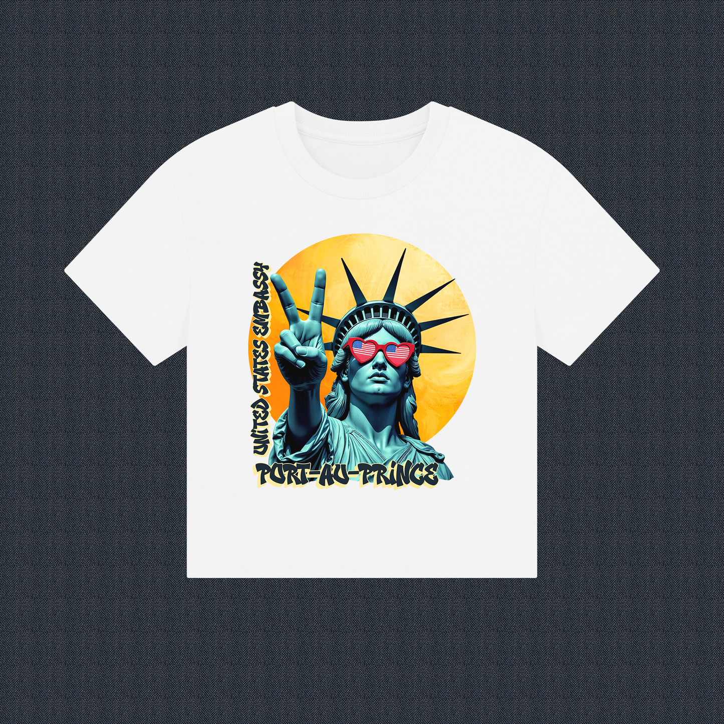 Vintage Boxy T-shirt | Women's Organic Tee, Liberty Loves Peace: Port-au-Prince