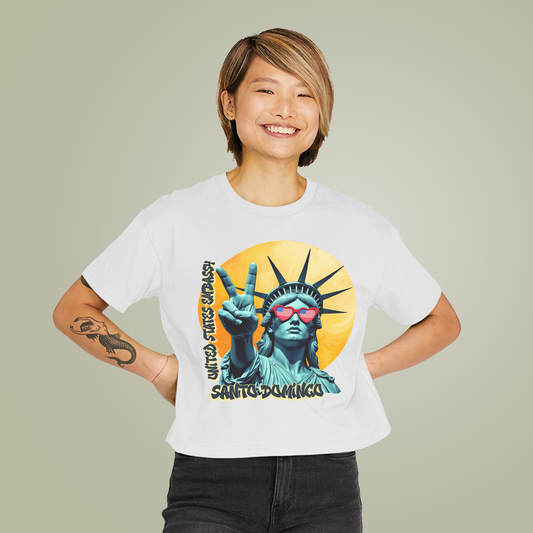 Vintage Boxy T-shirt | Women's Organic Tee, Liberty Loves Peace: Santo Domingo