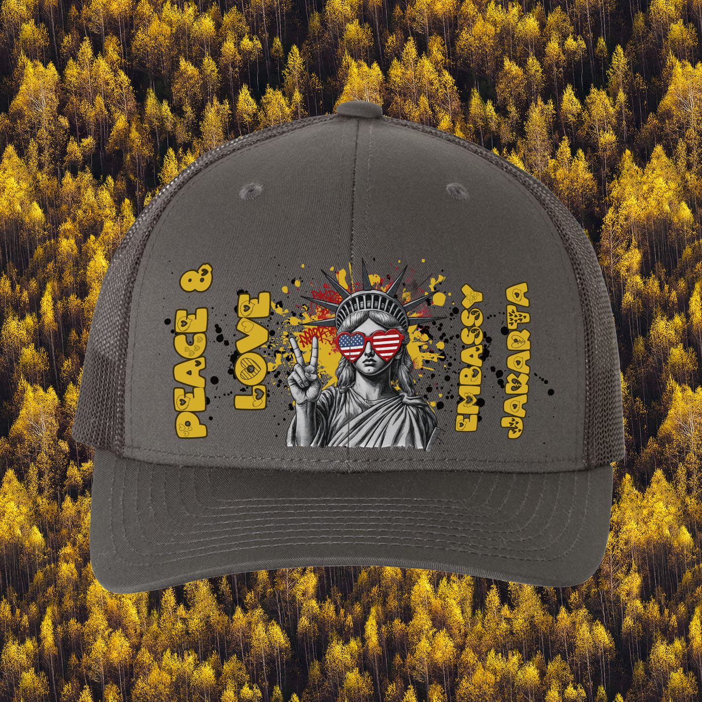 Liberty Retro Trucker Hat | Peace & Love: Jakarta