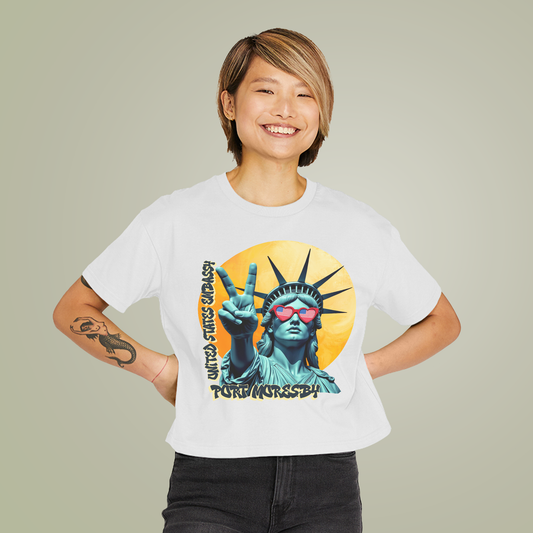 Vintage Boxy T-shirt | Women's Organic Tee, Liberty Loves Peace: Port Moresby