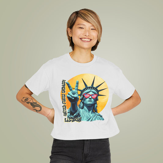 Vintage Boxy T-shirt | Women's Organic Tee, Liberty Loves Peace: Lisbon