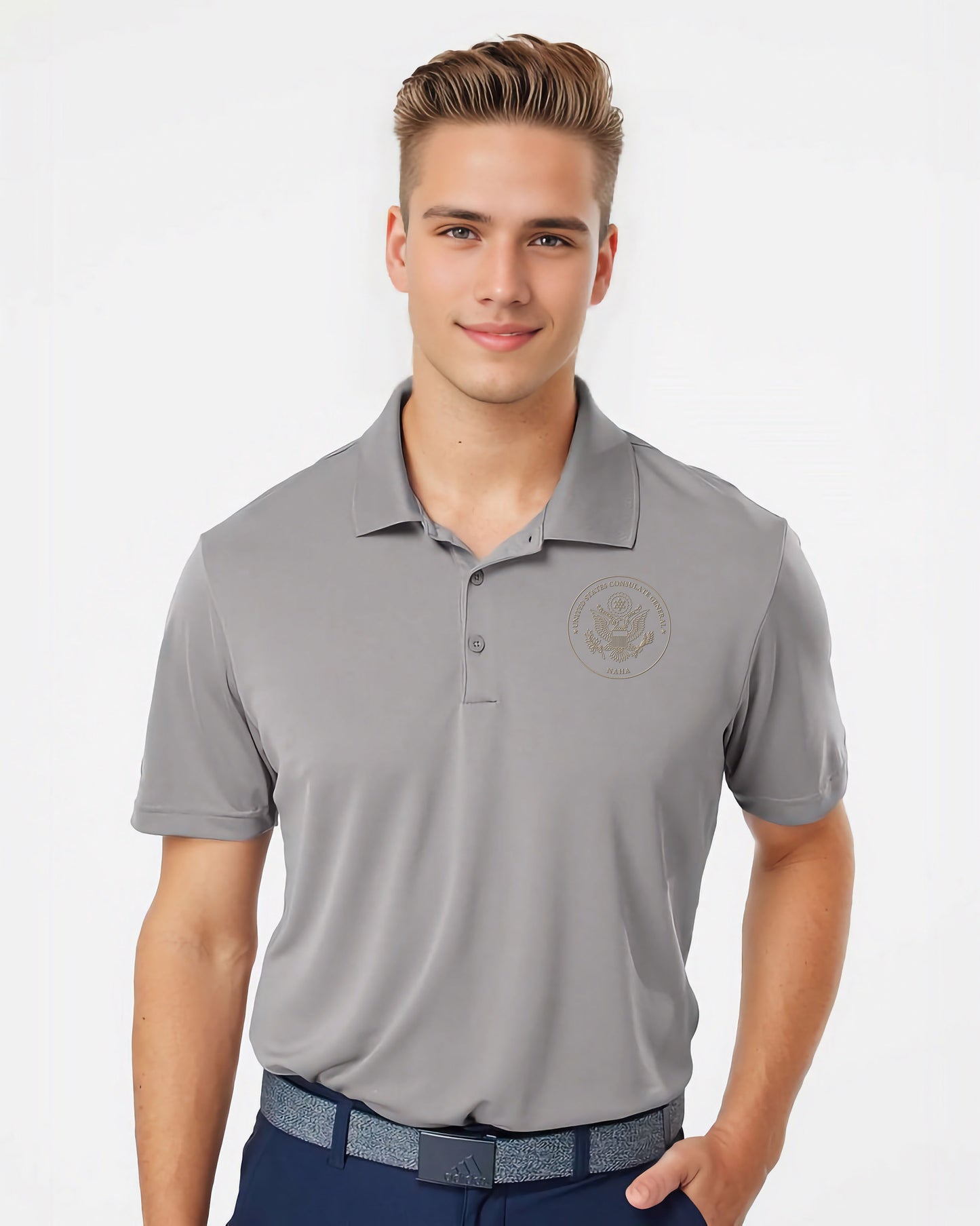 Adidas® Embroidered Polo, Gold Seal: Naha